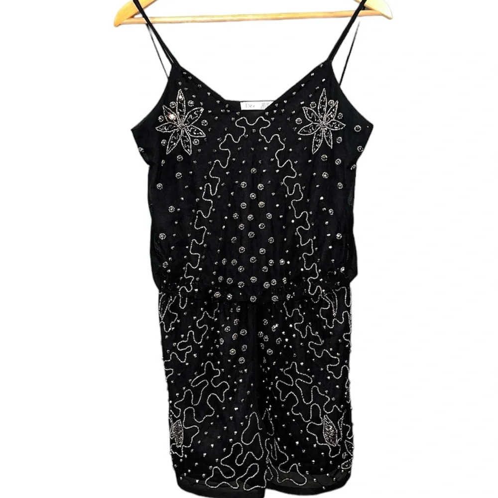 Dex Beaded Spaghetti Strap Romper Sparkle Detail Party Romper Size Small